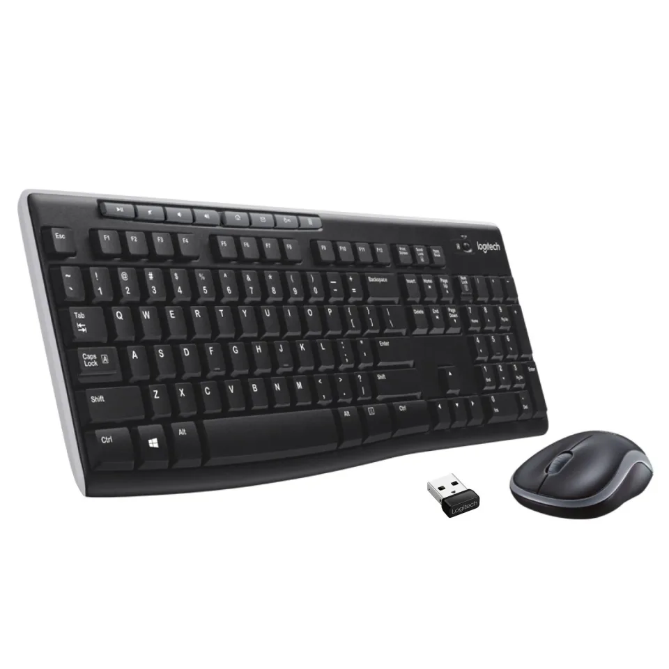 Set Logitech - tastatură și mouse, wireless, negru, USB, AAA/AA, 8 butoane rapide