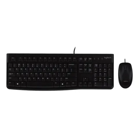 Tastatură Logitech și mouse MK120, chirilic, cu cablu 1.8 m, negru, USB, 104 taste