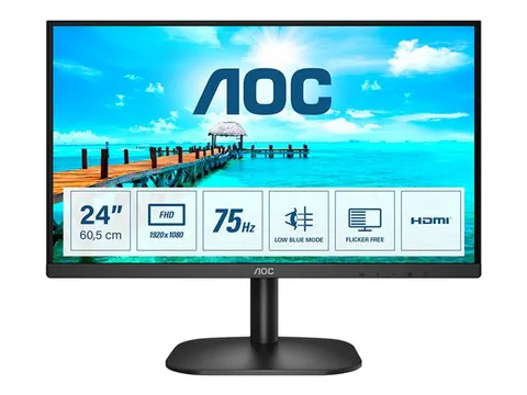Monitor AOC 24B2XHM2, 23.8'', LED, 1920 x 1080, 250 cd/m2, 4 ms, HDMI, VGA, VA, 16:9, 75 Hz, negru