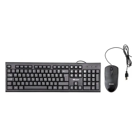 Set Wesdar - tastatură și mouse KM5, chirilic, cu cablu 1.5 m, USB, 3 butoane pe mouse, 104 butoane pe tastatură, negru