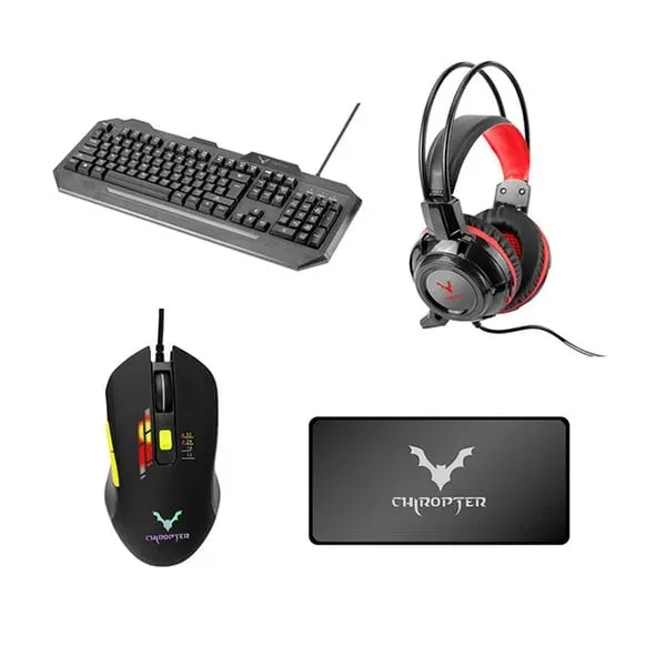 Kit gaming Wesdar KM12, 4 în 1, tastatură, mouse, căști și pad, USB, 6 butoane pe mouse, 104 butoane pe tastatură, cablu 1,4 m
