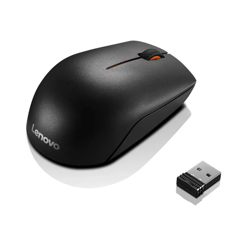 Mouse Lenovo 300, wireless, USB, AA, negru