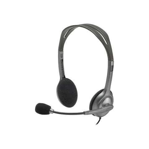 Căști Logitech H110, cu microfon, jack 3.5 mm, 58 dB, 100 - 16000 Hz, cablu 1.8 m, argintiu