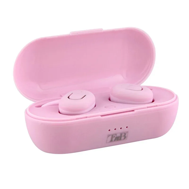 Căști TNB Dude, wireless, cu Bluetooth, 105 dB, cu husă de încărcare, roz