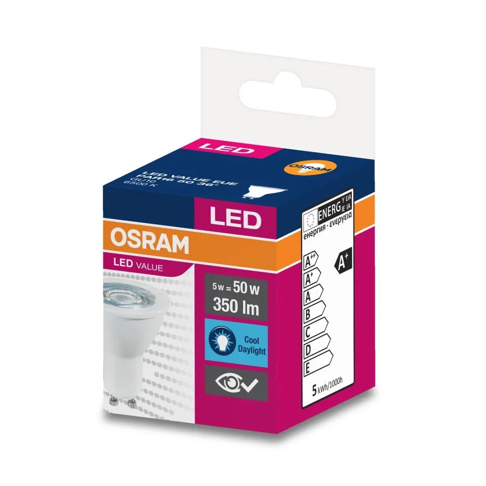 Bec Osram LED, GU10, 5W, 230V, 350 lm, 6500K