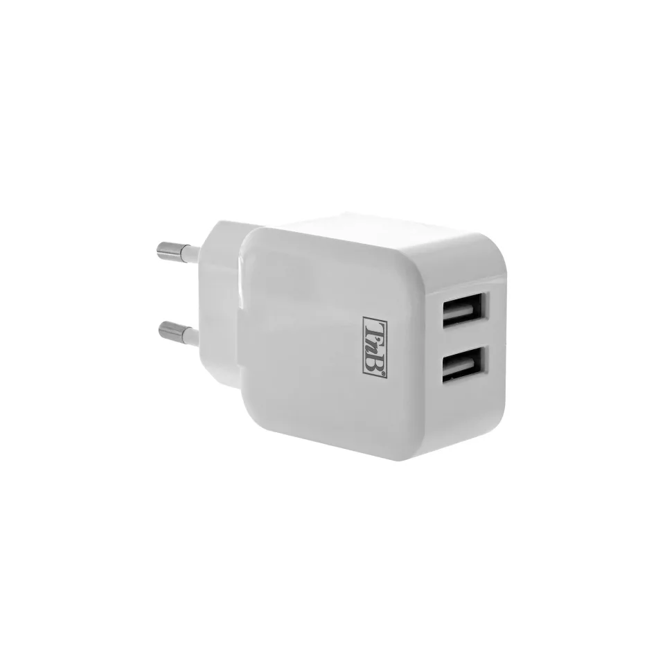 Încărcător TNB, 2 USB, 2.4 A, 12 W, alb