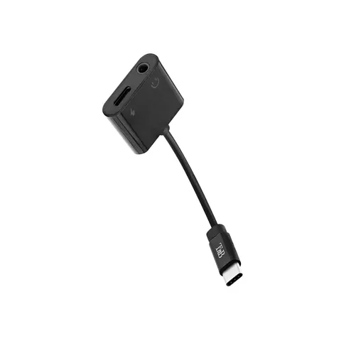 Adaptor TNB, 4 porturi, USB Type-C la jack 3.5 mm, negru