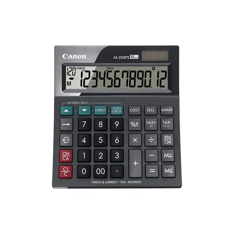 Calculator de birou Canon AS-220RTS, 12 cifre, gri