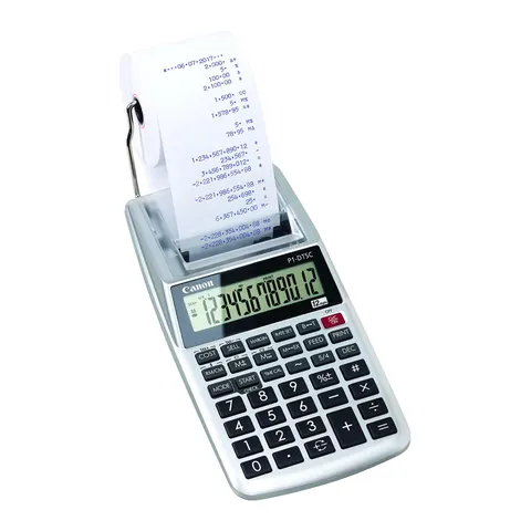 Calculator cu imprimare Canon P1, cu bandă, portabil, 12 cifre, imprimare în două culori