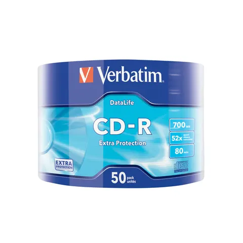 CD-R Verbatim, 700 MB, 52x, cu strat protector, 50 bucăți, folie