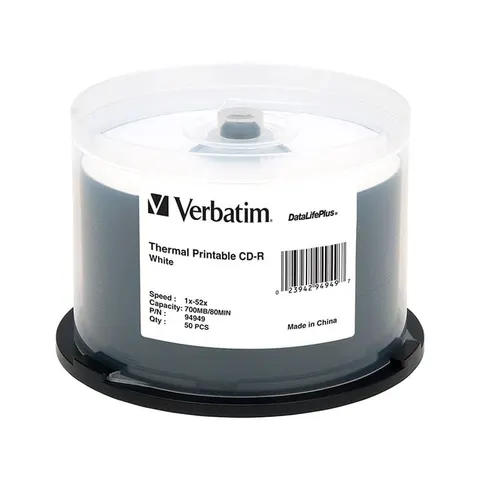 CD-R Verbatim, 700 MB, 52x, cu strat alb pentru imprimare inkjet, 50 buc. pe ax