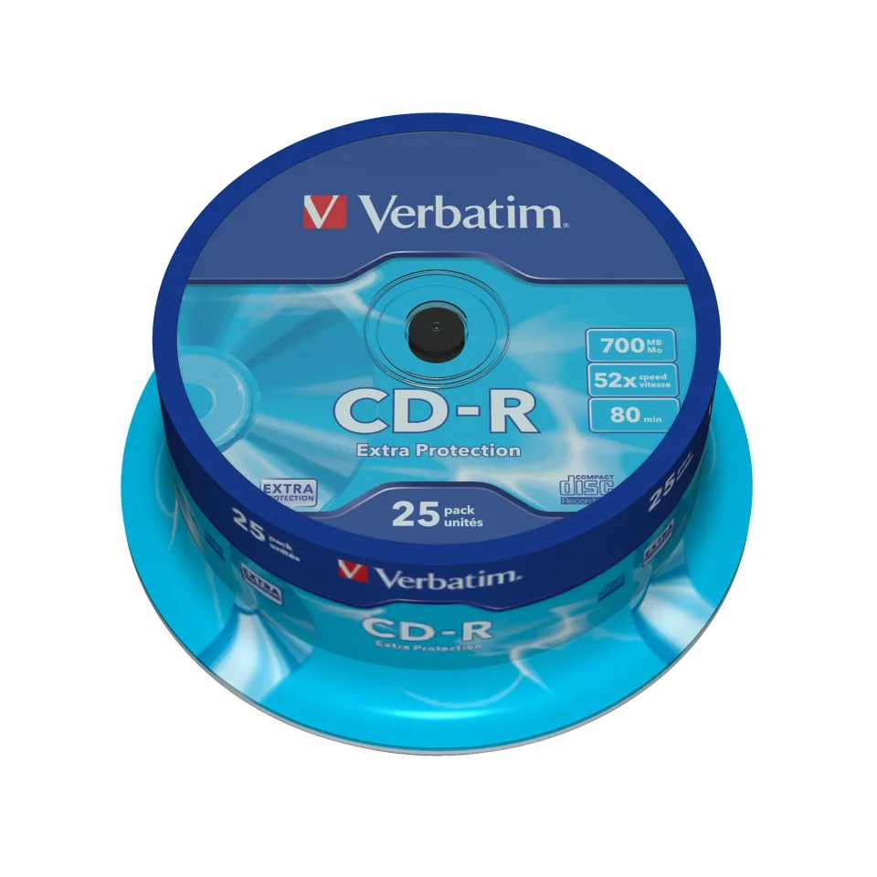 CD-R Verbatim, 700 MB, 52x, cu strat de protecție, 25 buc. pe ax