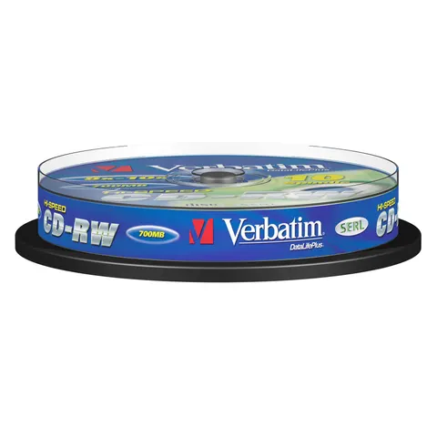 CD-R VerbatimW, rescribabil, 700 MB, 12x, cu strat anti zgârieturi, 10 bucăți în tambur