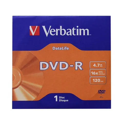 DVD-R Verbatim, 4.7 GB, 16x, strat AZO, în cutie de carton