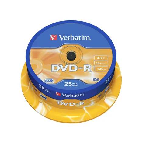 DVD-R Verbatim, 4.7 GB, 16x, strat AZO, 25 buc. pe ax