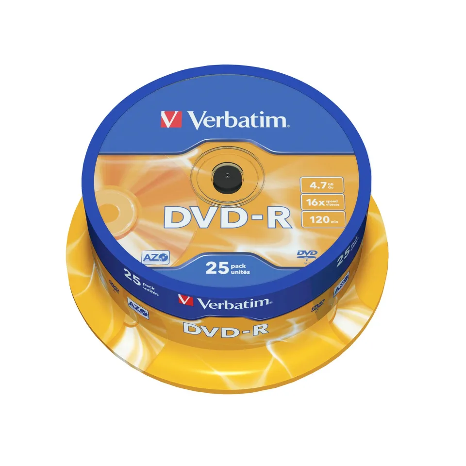 DVD-R Verbatim, 4.7 GB, 16x, strat AZO, 25 buc. pe ax
