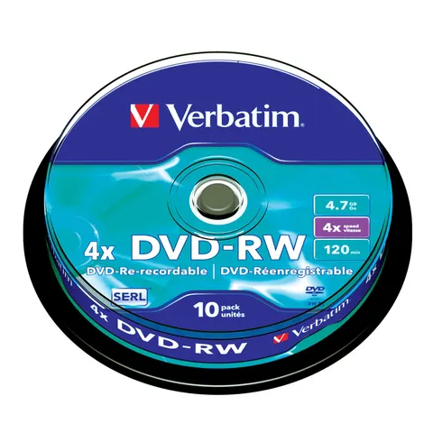 DVD-R VerbatimW, reinscriptibil, 4.7 GB, 4x, 10 buc. pe ax