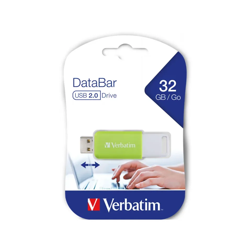 Stick USB flash memory DataBar Verbatim, USB 2.0, 32 GB, verde