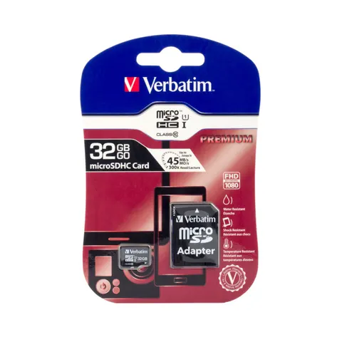 Card de memorie Verbatim, microSDHC, UHS-I, U1, Clasa 10, 32 GB, cu adaptor SD inclus