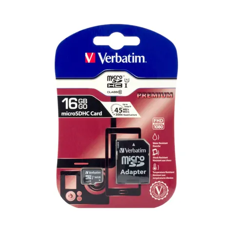 Card memorie Verbatim, microSDHC, UHS-I, U1, Clasa 10, 16 GB, cu adaptor SD inclus
