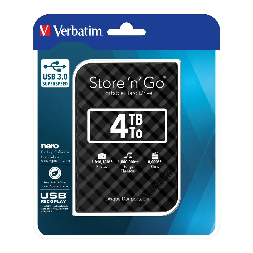 Hard disk extern HDD Verbatim, USB 3.0, 4 TB