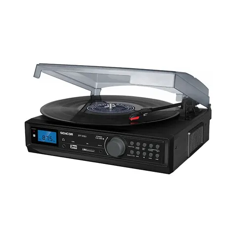 Pick-up Sencor STT 212U, cu USB, SD, FM, negru, 10 W