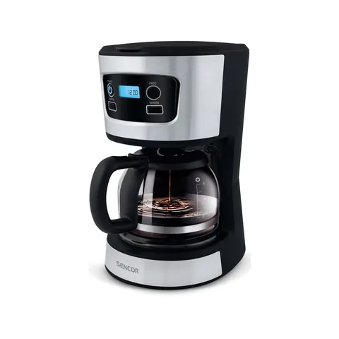 Cafetieră Sencor SCE 3700BK, cu vas de sticlă, 700 W, LCD