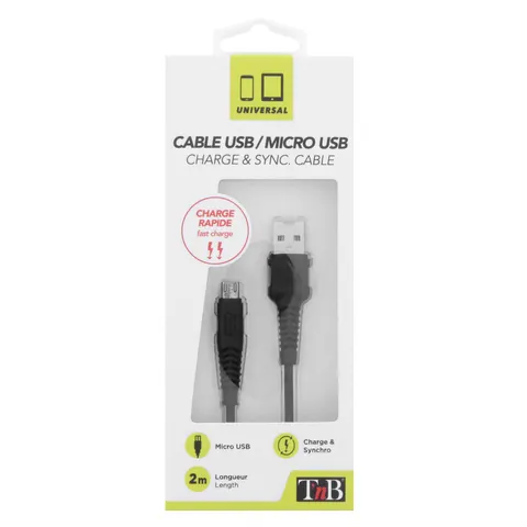 Cablu TNB micro USB/USB A, 2 m, negru