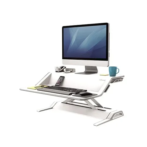 Workstation|Fellowes|Sit|Stand, mobil, alb