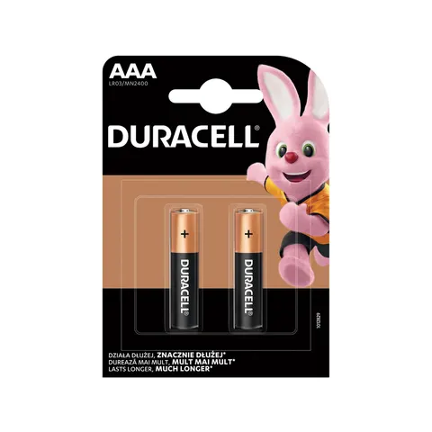 Baterie alcalină Duracell, AAA, LR03, 1.5 V, 2 bucăți