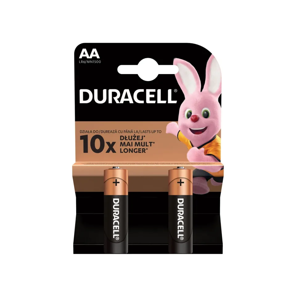 Baterii alcaline Duracell, AA, LR6, 1,5 V, 2 bucăți