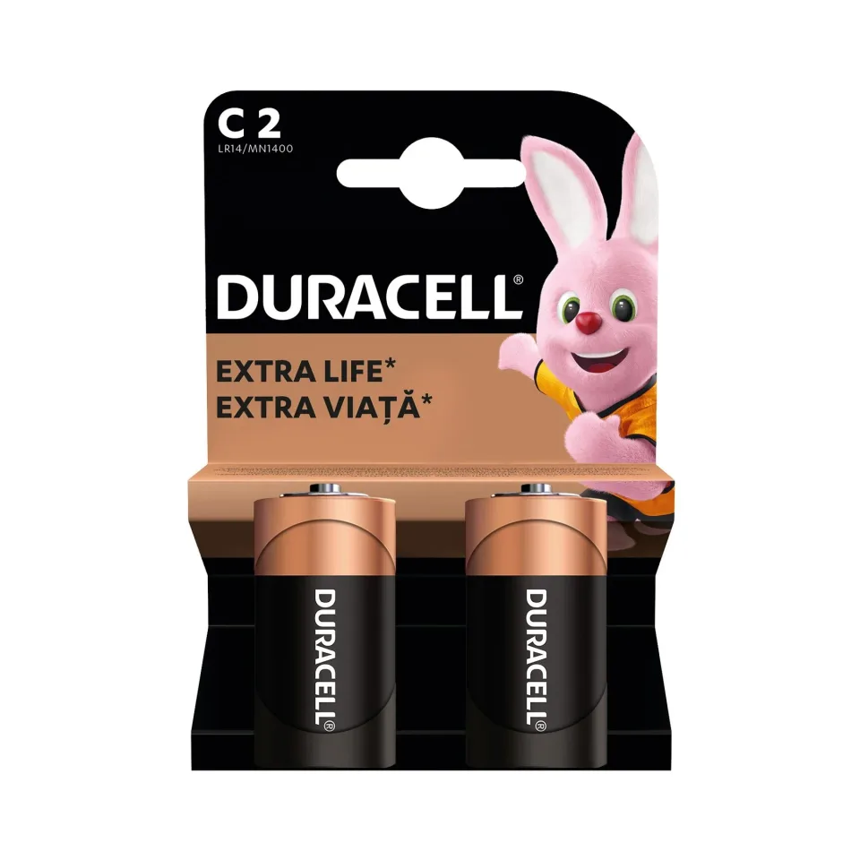 Baterie alcalină Duracell, C, LR14, 1,5 V, 2 bucăți