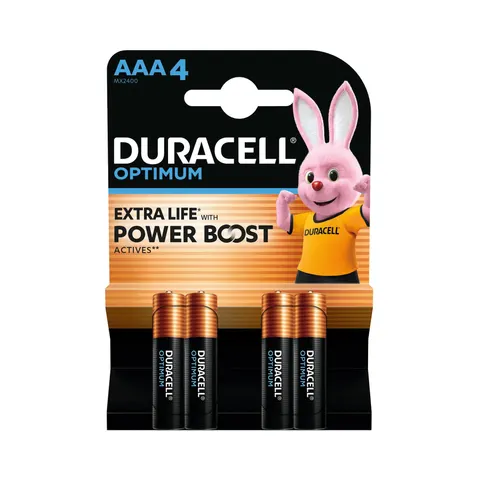 Baterie alcalină Duracell Optimum, AAA, LR6, 1.5 V, 4 bucăți