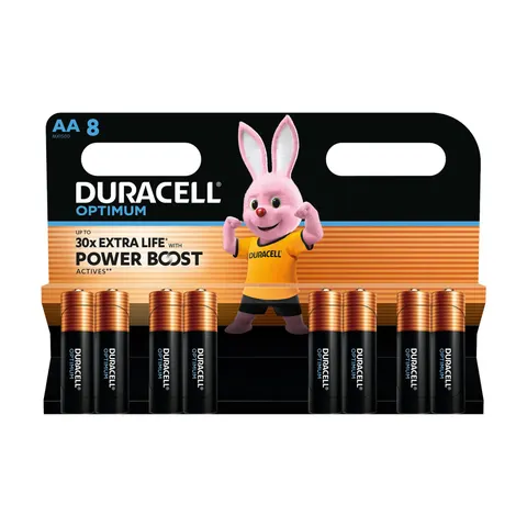Baterie alcalină Duracell Optimum, AA, LR6, 1.5 V, 8 bucăți