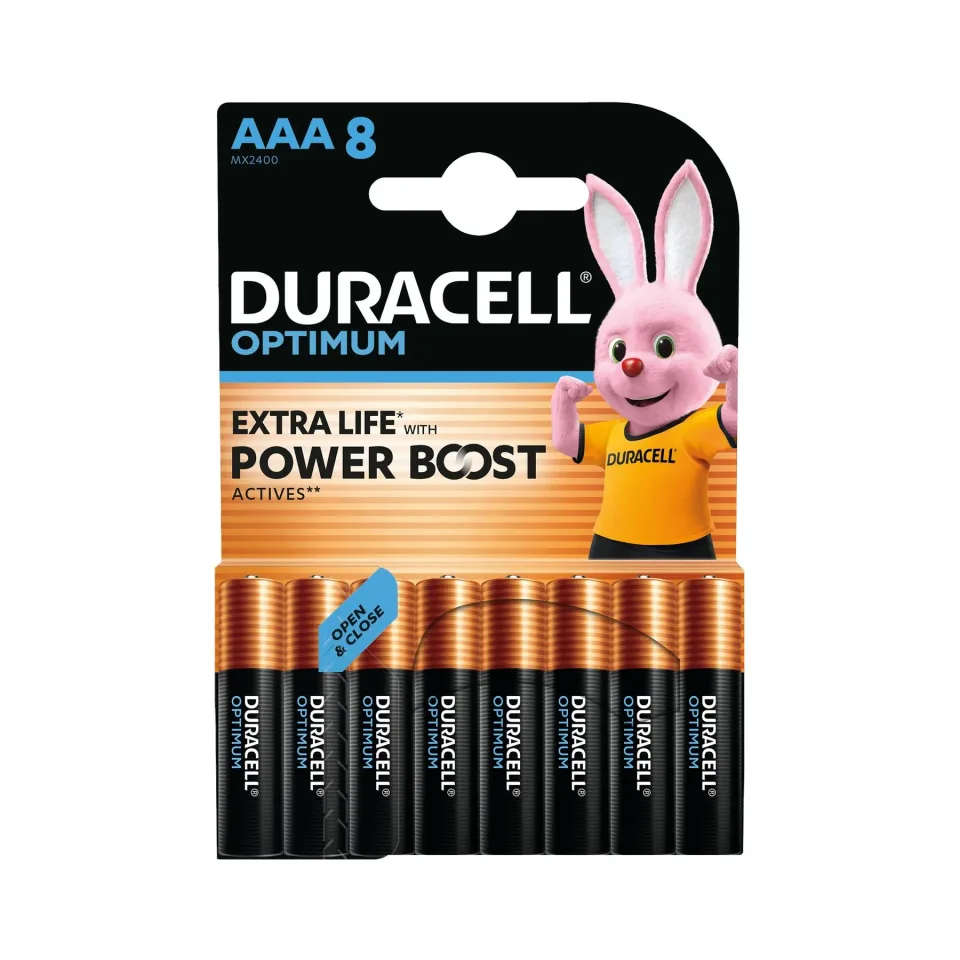 Baterie alcalină Duracell Optimum, AAA, LR6, 1.5 V, 8 buc.