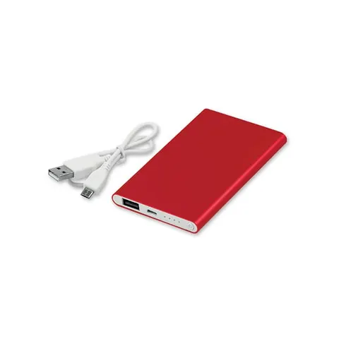 Power bank Flatfour, 4 000 mAh, roșu