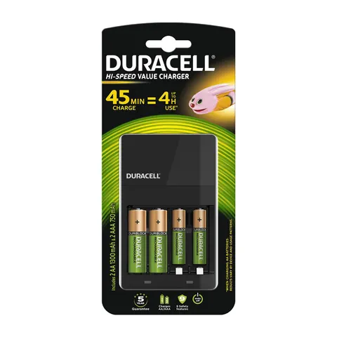 Încărcător Duracell CEF14, pentru 4 baterii AA sau AAA, cu baterii incluse, USB 2.0