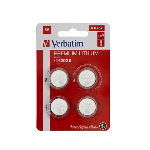 Baterie litiu Verbatim, CR2025, 3 V, set de 4 bucăți