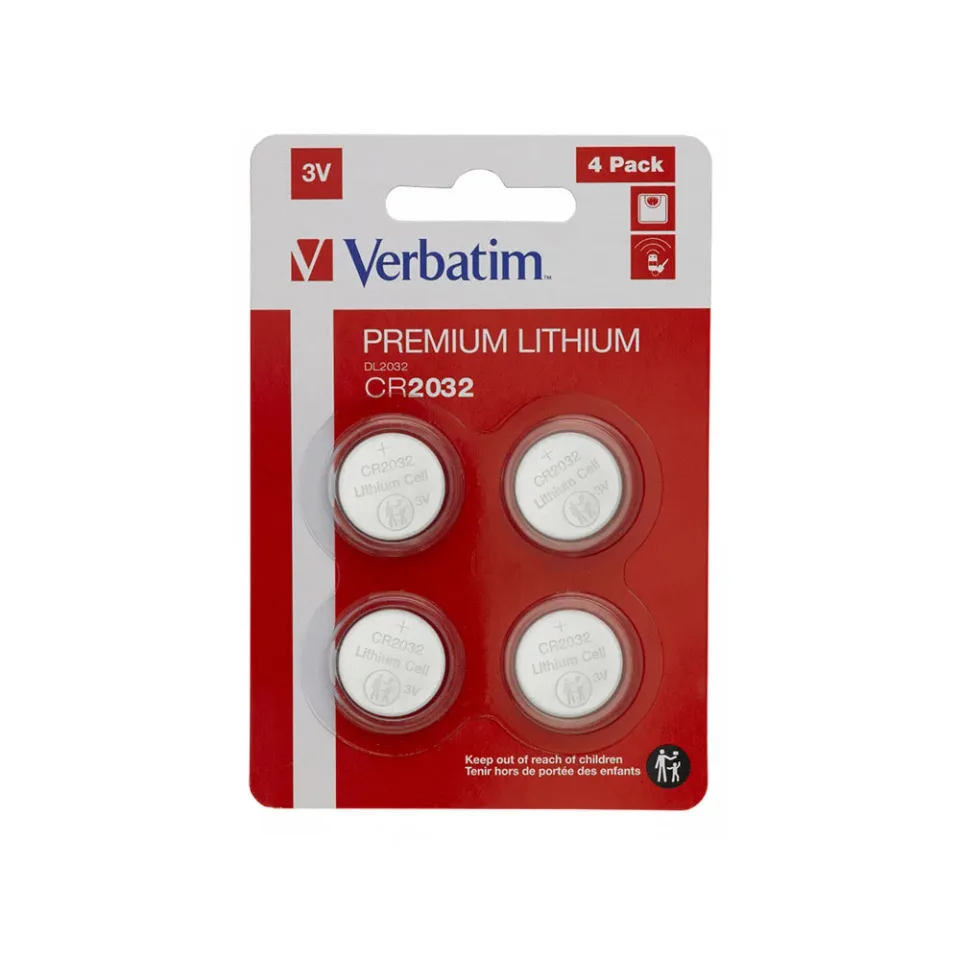 Baterie litiu Verbatim, CR2032, 3 V, set de 4