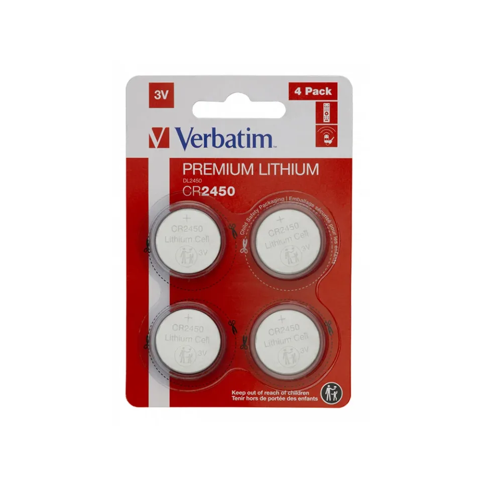 Baterie litiu Verbatim, CR2450, 3 V, set de 4