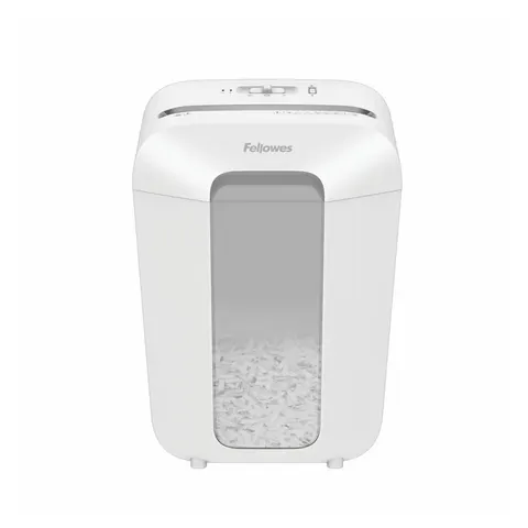 Distrugător de documente Fellowes Powershred LX70, tăiere transversală, alb, P-4, volum coș 18 L, timp de funcționare 5 min