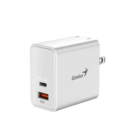 Încărcător laptop Genius PD-65AC, USB Type-C + USB Type-A, 65 W, alb
