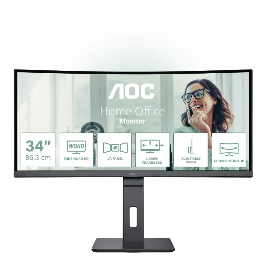 Monitor AOC CU34P3CV, 34'', WLED, 3440 x 1440, 300 cd/m2, 4 ms, HDMI, curbat, negru