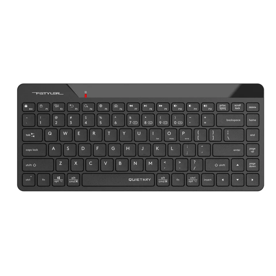 Tastatură A4Tech Fstyler FBK22, silențioasă, 2.4 GHz, Bluetooth, Nano USB, AA, neagră