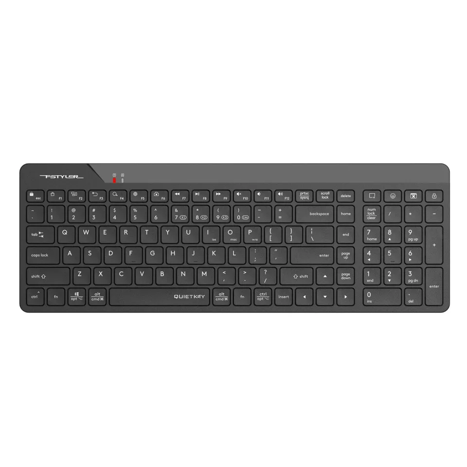 Tastatură A4Tech Fstyler FBK23, silențioasă, 2.4 GHz, Bluetooth, Nano USB, AA, negru
