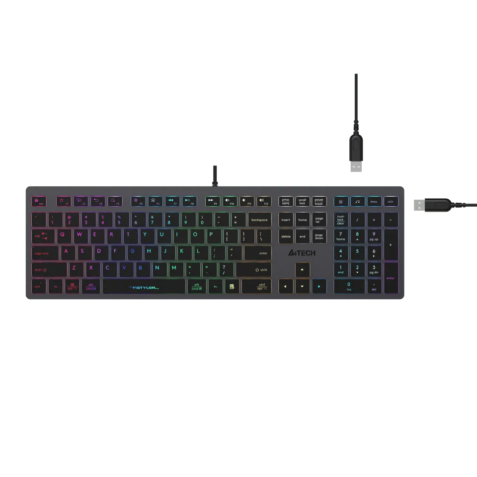 Tastatură A4Tech Fstyler FX60H, X-Key, cu cablu 1.5 m, negru, USB