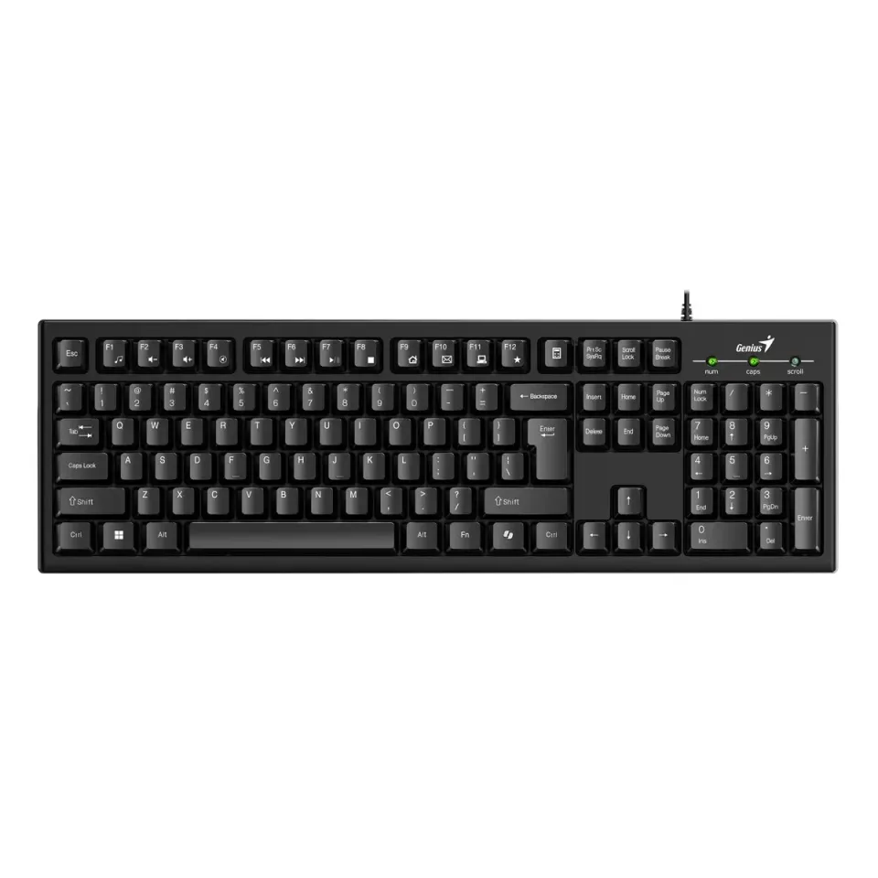 Tastatura Genius Smart KB-100, cu cablu 1.5 m, chirilică, USB, 12 taste rapide, negru