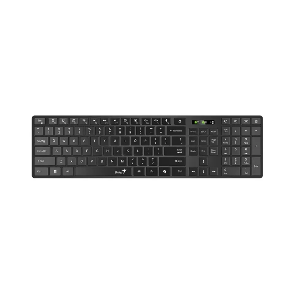 Tastatură Genius SlimStar 7250BT BLK, AI, wireless, neagră