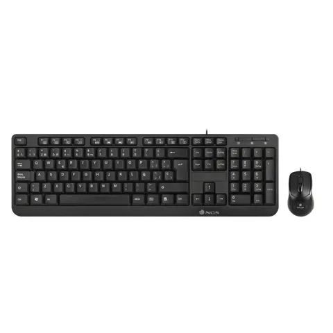 Set NGS - tastatură și mouse Cocoa, cu cablu, USB, cu chirilică, 3 butoane mouse, negru