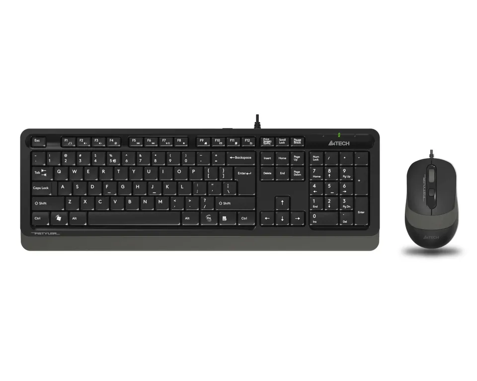 Set A4Tech - tastatură și mouse Fstyler F1010S, cu cablu 1.5 m, USB, negru-gri